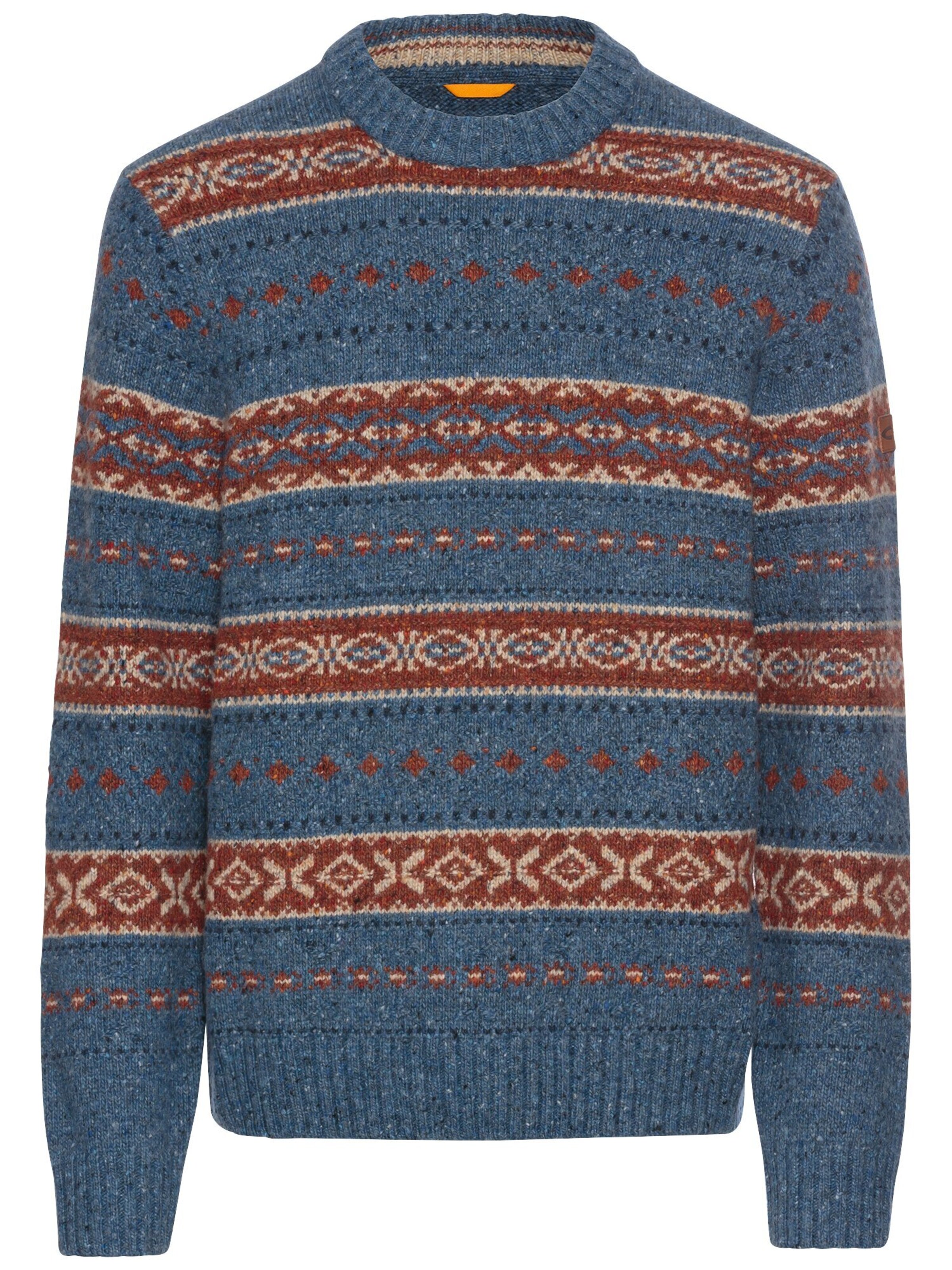 CAMEL ACTIVE Rundhals Pullover mit Kontraststreifen in Blau: Vorderseite