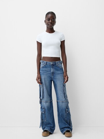 Wide leg Pantaloni eleganți de la Bershka pe albastru