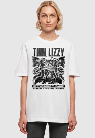 Merchcode Oversized Shirt 'Thin Lizzy - New Victoria Theatre' in White: front