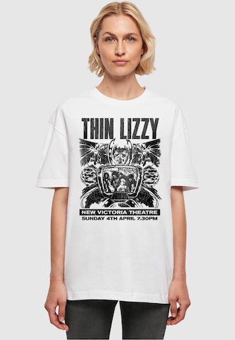 Merchcode Oversized Shirt 'Thin Lizzy - New Victoria Theatre' in White: front
