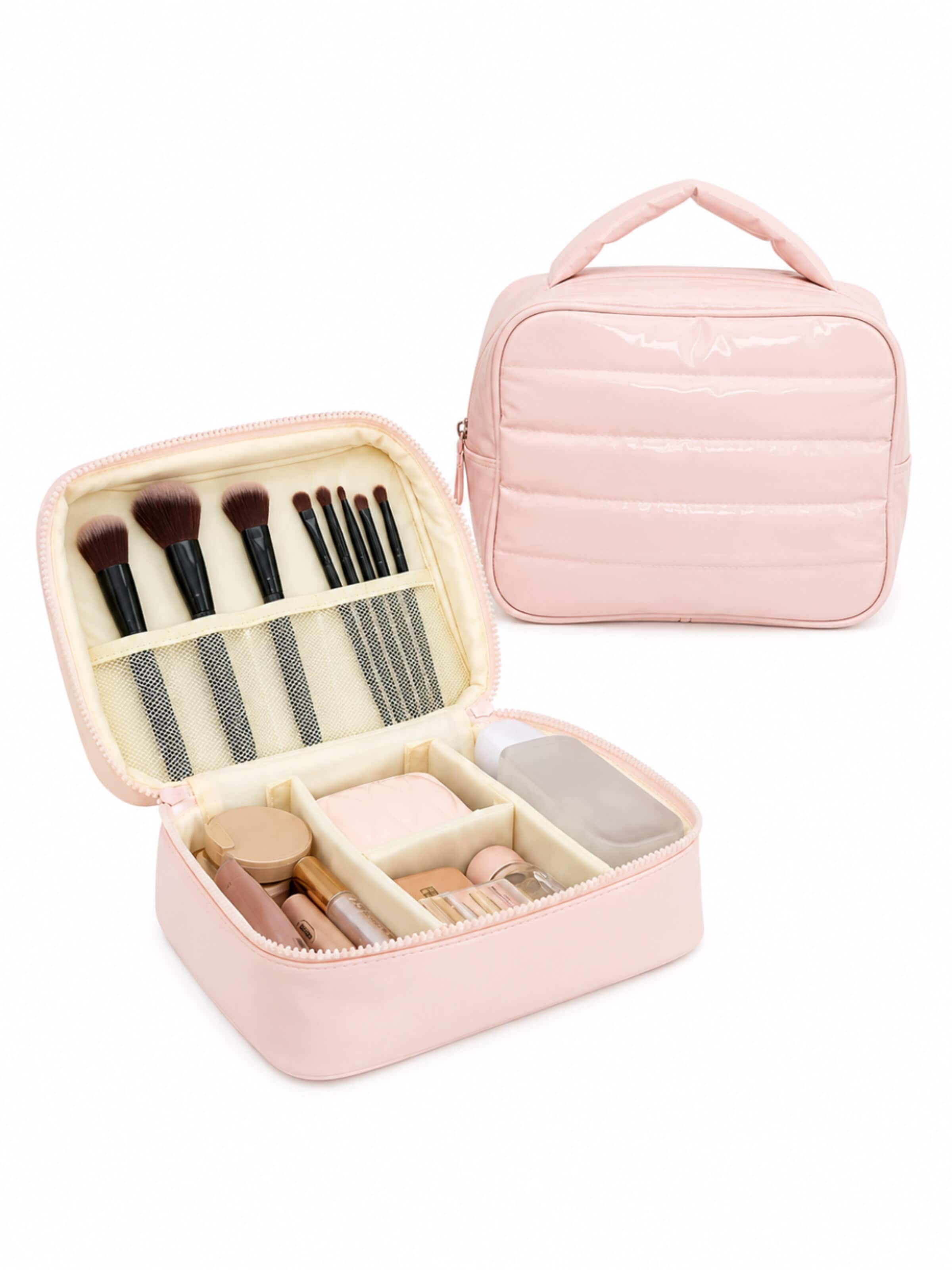 MEVYRA Kosmetiktasche 'Kosmetiktasche, Gesteppte Reise-Kulturtasche mit Griff'‌‌‌‌‌‌‌‌‌‌ in Pink: Vorderseite