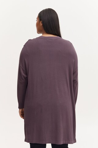 Fransa Curve Knit Cardigan 'BLUME' in Purple