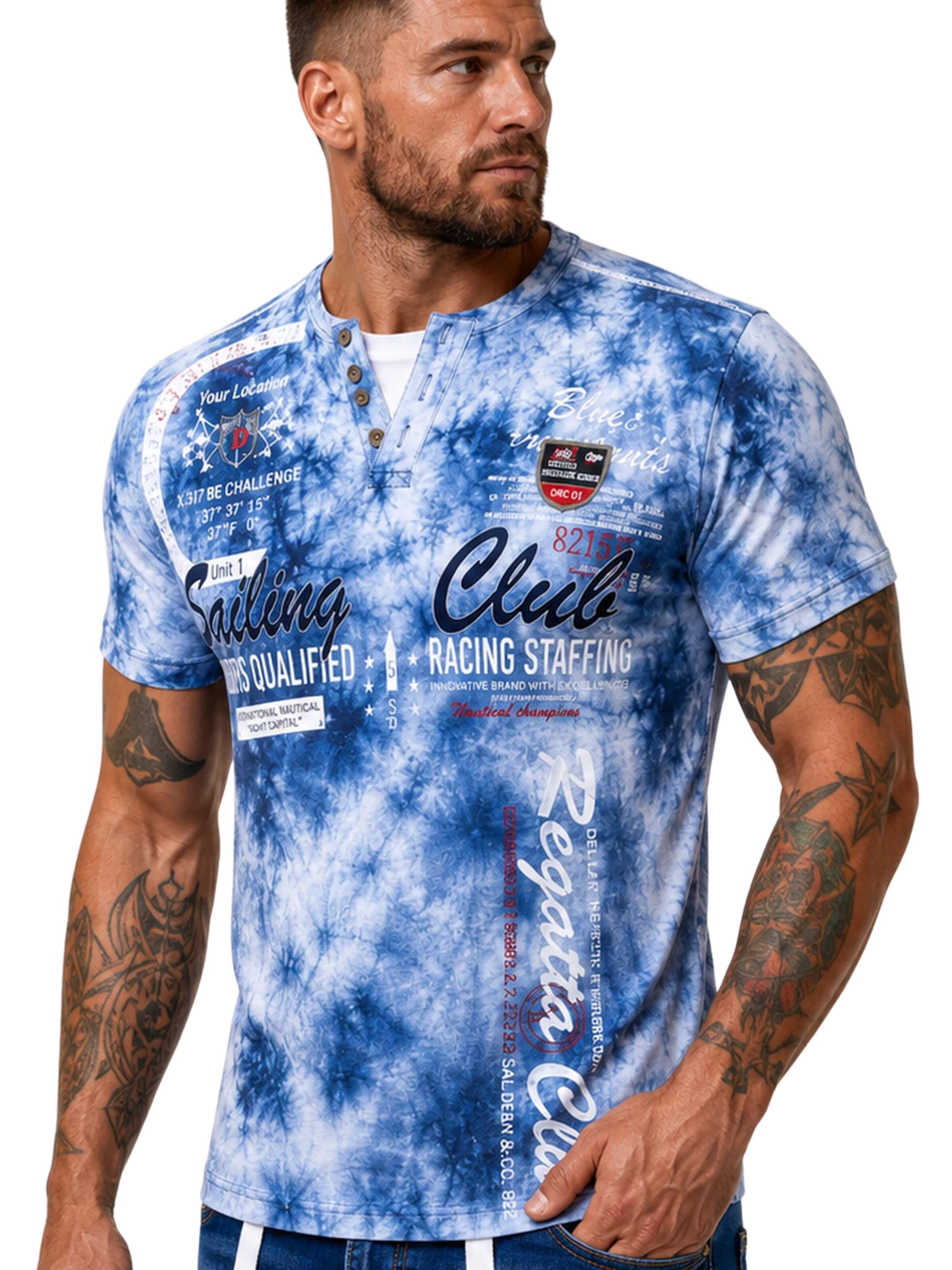 L.Gonline Shirt 'Sailing Batik'‌‌‌‌ in Blau