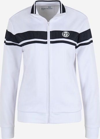 Sergio Tacchini Athletic Zip-Up Hoodie in White: front
