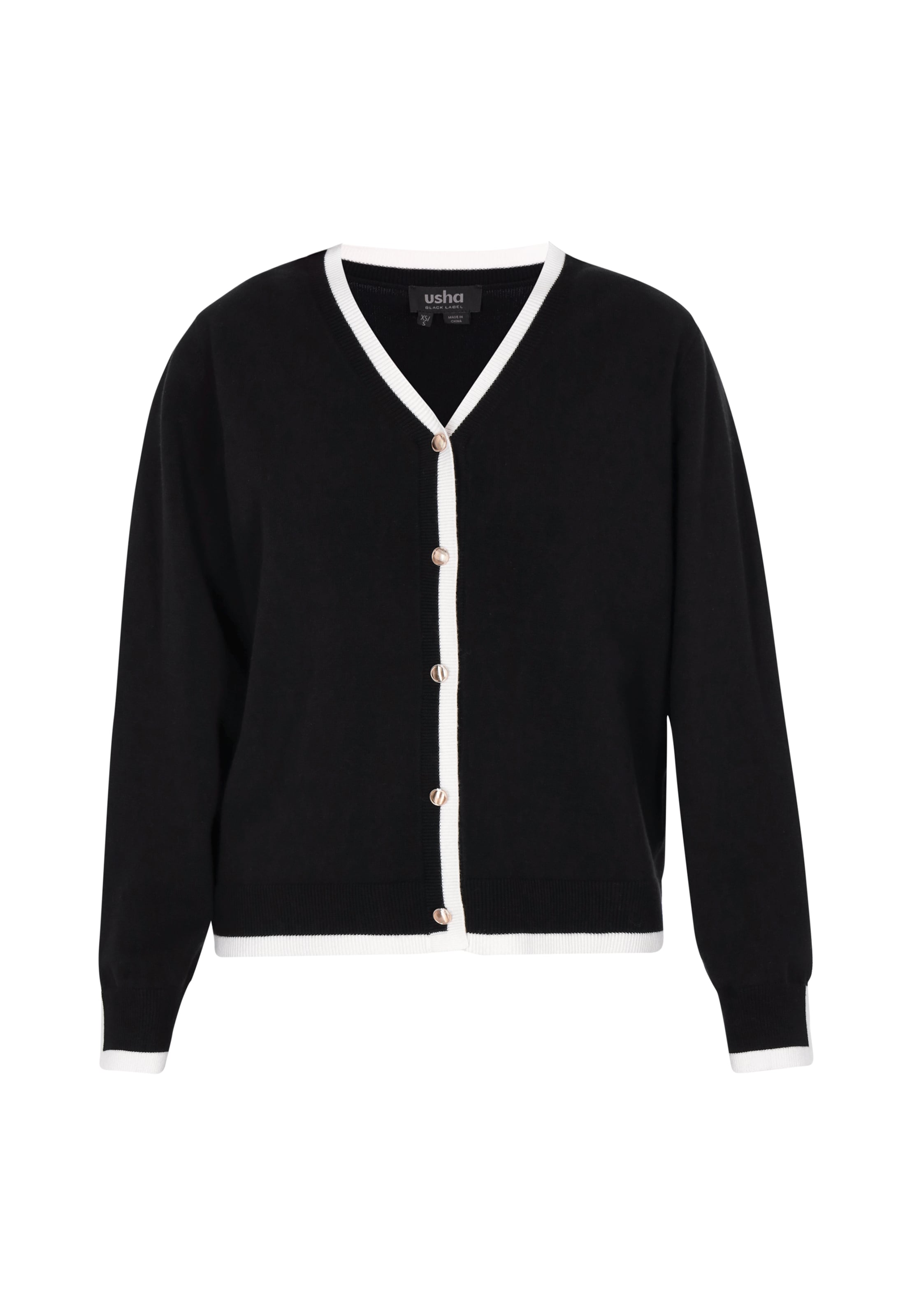 usha BLACK LABEL Knit cardigan in Black: front