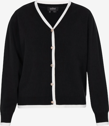 usha BLACK LABEL Knit cardigan in Black: front
