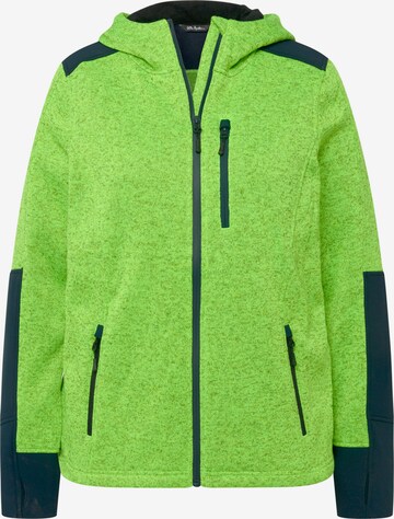 Ulla Popken Zip-Up Hoodie in Green: front