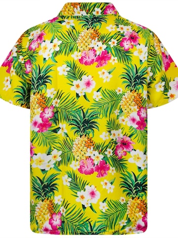 King Kameha Regular fit Overhemd 'Pineapple Flowers' in Geel