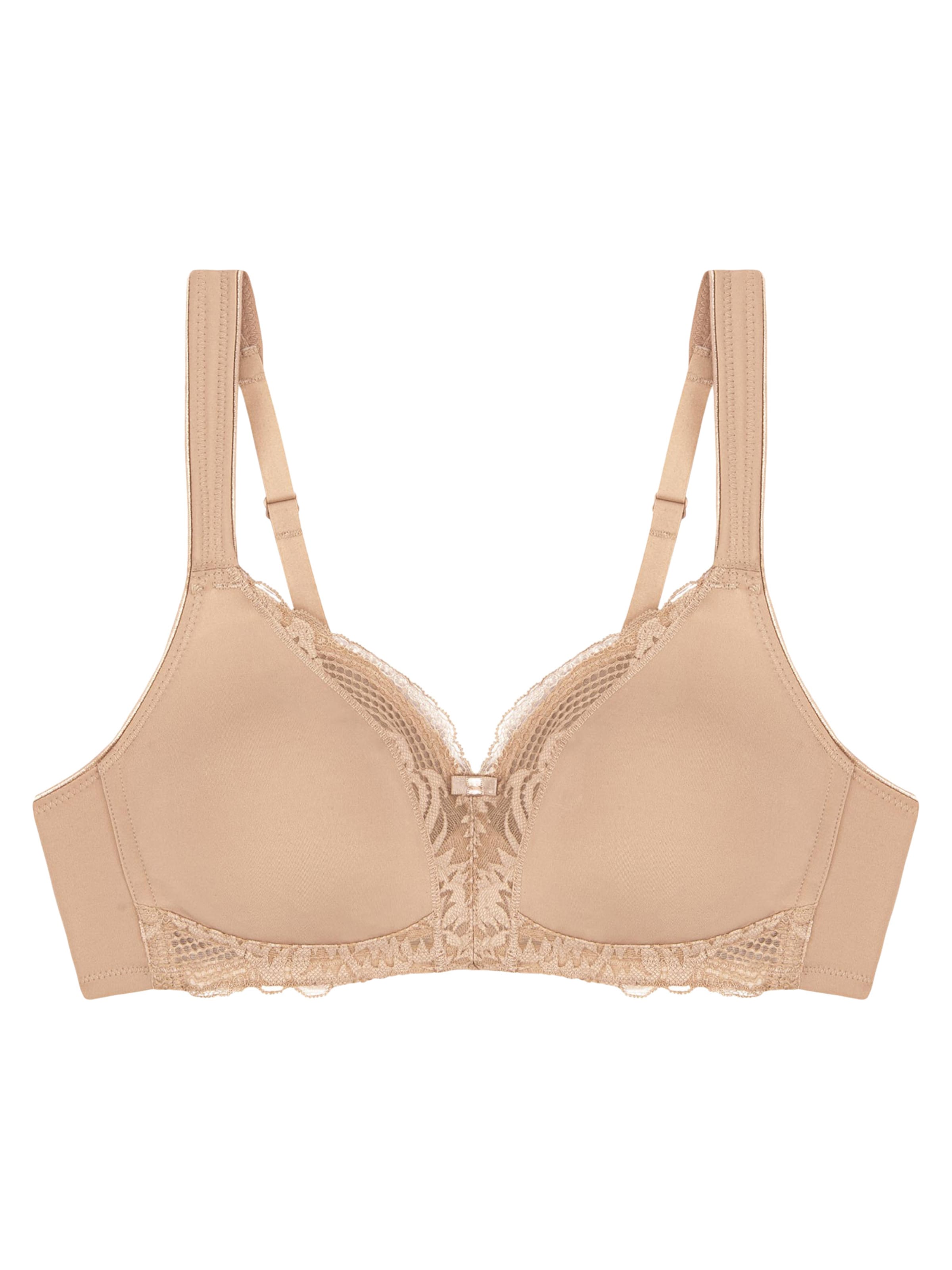 TRIUMPH T-shirt Bra 'Modern Lace + Cotton' in Beige: front