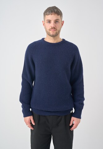 Cleptomanicx Pullover 'Crewneck Ribber' in Blau: Vorderseite
