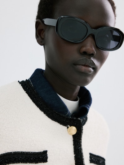 MANGO Strickjacke 'Petunia' in creme / schwarz, Produktansicht