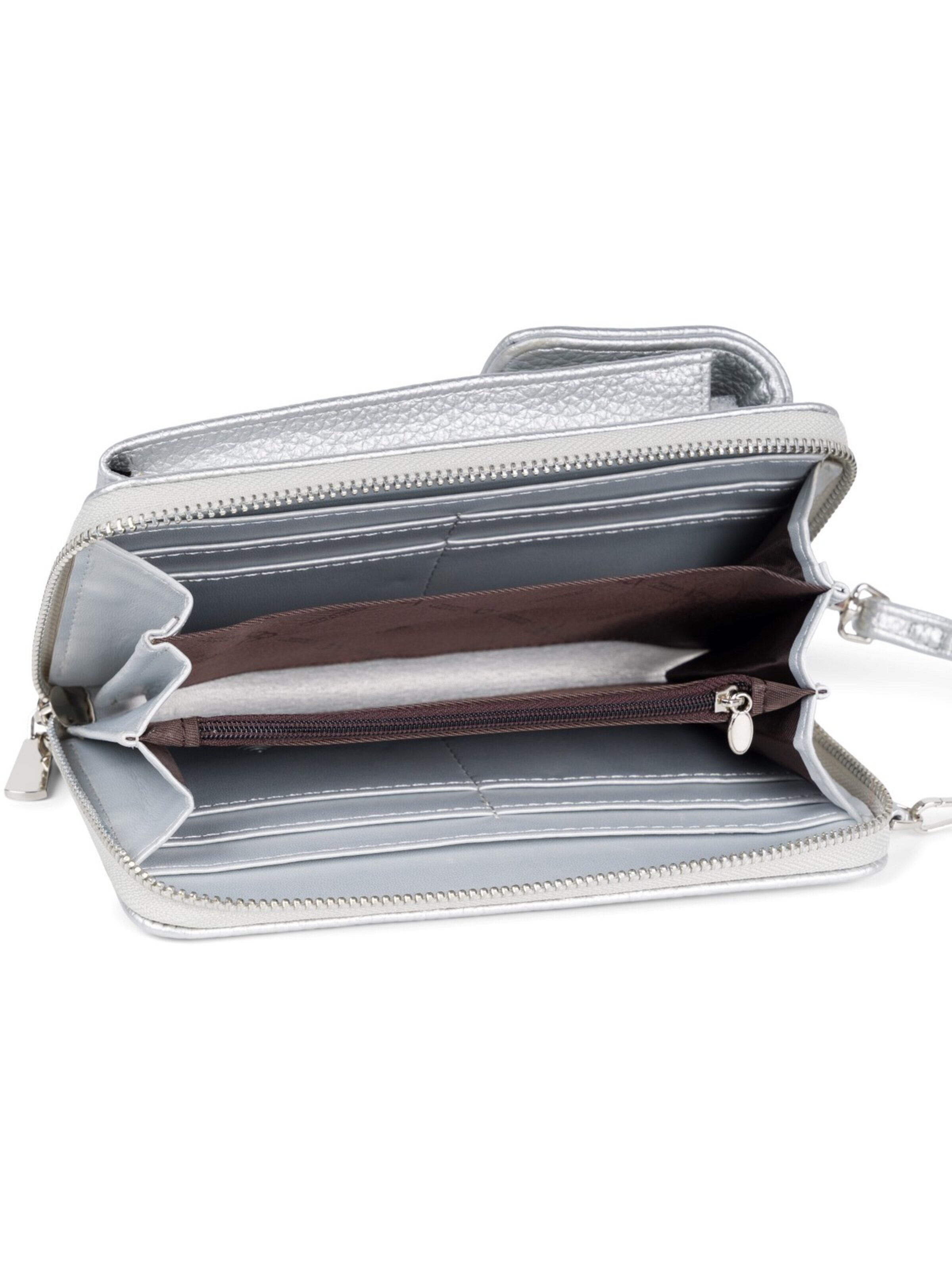 styleBREAKER Crossbody bag 'Umhängetasche mit Handyfach und RFID Schutz' in Silver