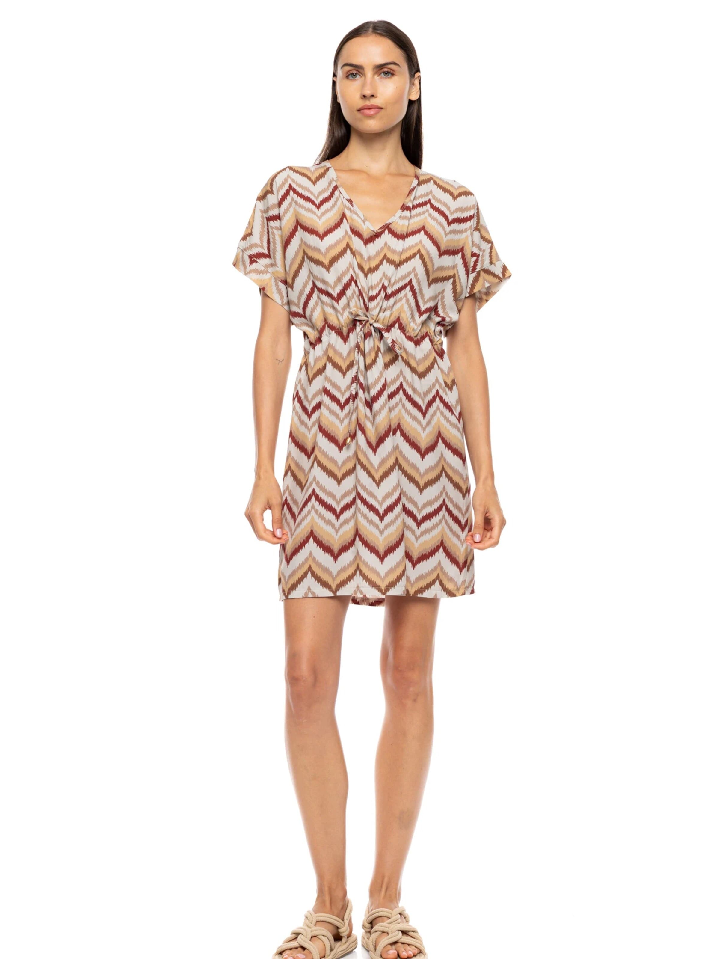 Pink Label Καλοκαιρινό φόρεμα 'BEACHWEAR COLORFUL RAINBOW' σε μπεζ