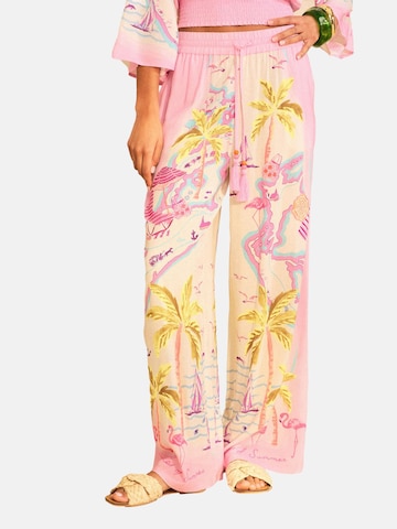 love & roses Wide leg Broek in Roze: voorkant