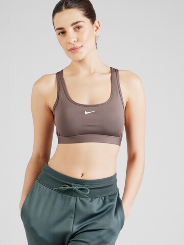NIKE Bygelfri Sportbehå 'Swoosh' i grå: framsida