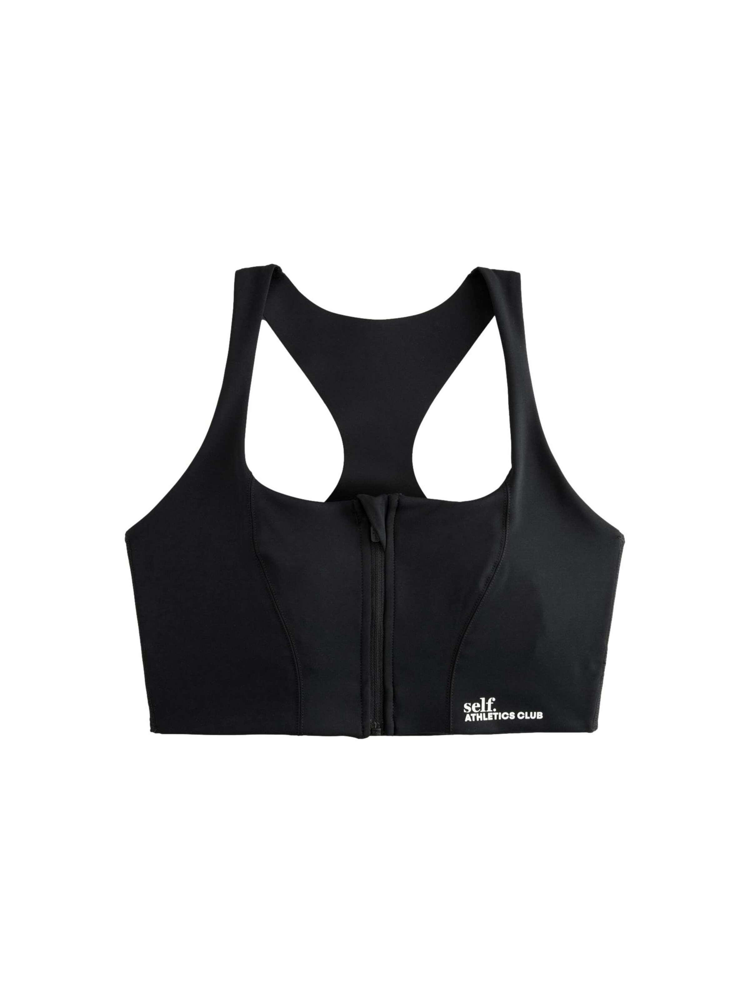 self. Bustier Sport-BH in Schwarz: Vorderseite