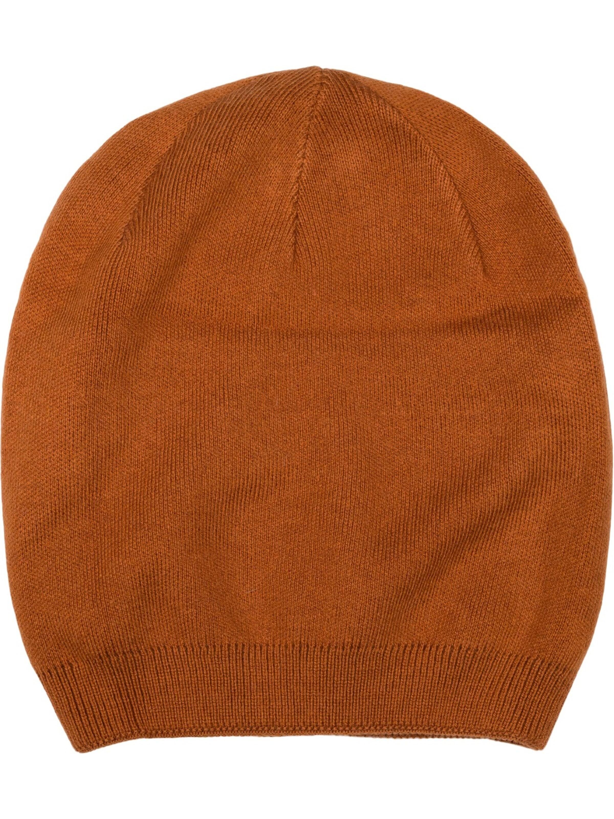 styleBREAKER Beanie 'Zweilagige Feinstrick Beanie Mütze Rippbündchen' in 56-58 in Cognac, Item view