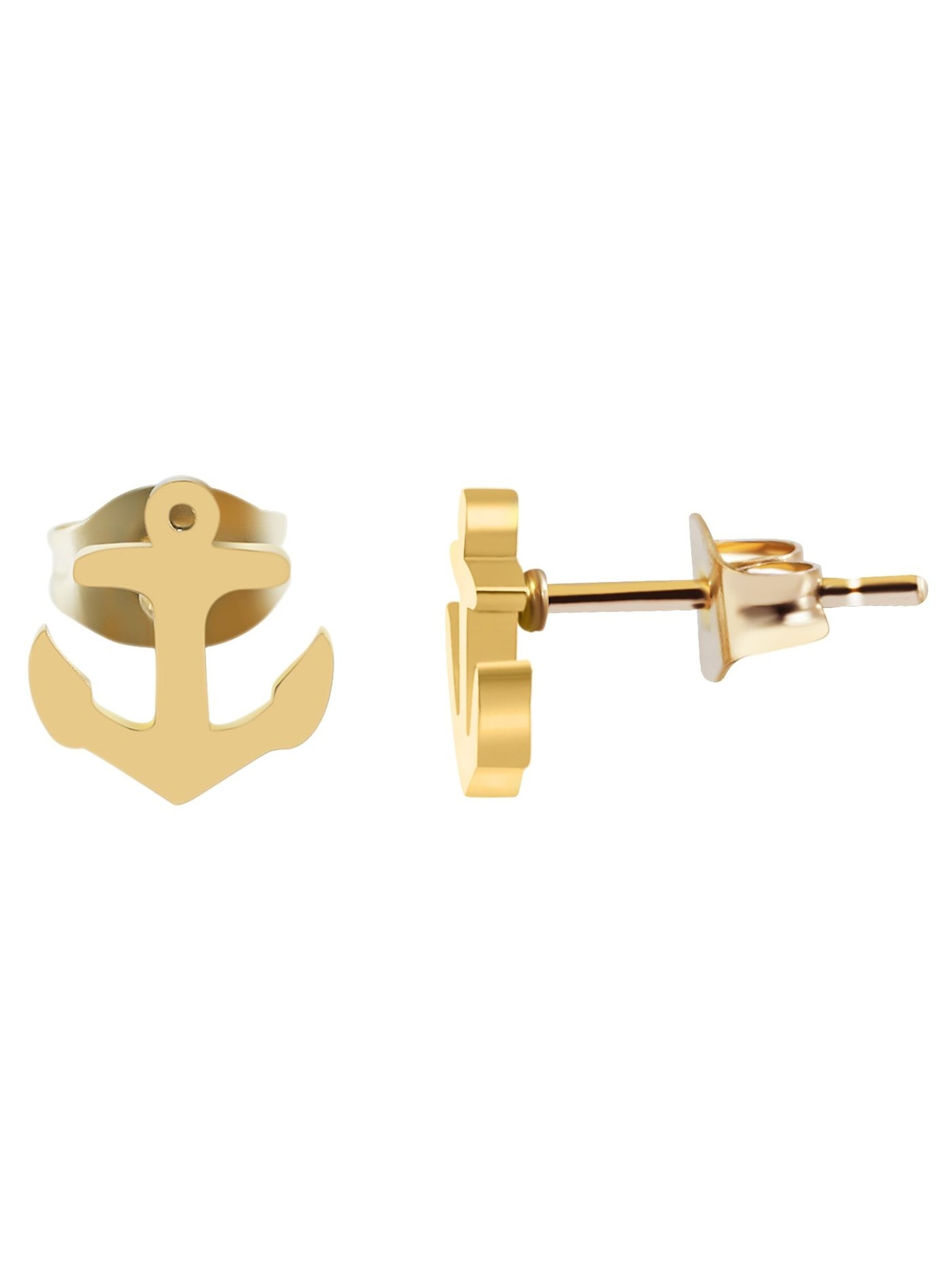 Akzent Earrings 'Edelstahl, Anker, 4 Farben, 8x7,5 mm, Maritimes Design' in Gold