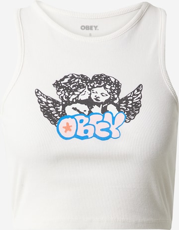 Top 'CHEEK KISS' di Obey in bianco: frontale