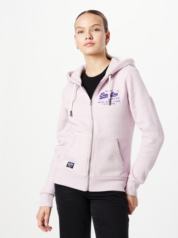 Giacca di felpa di Superdry in rosa: frontale