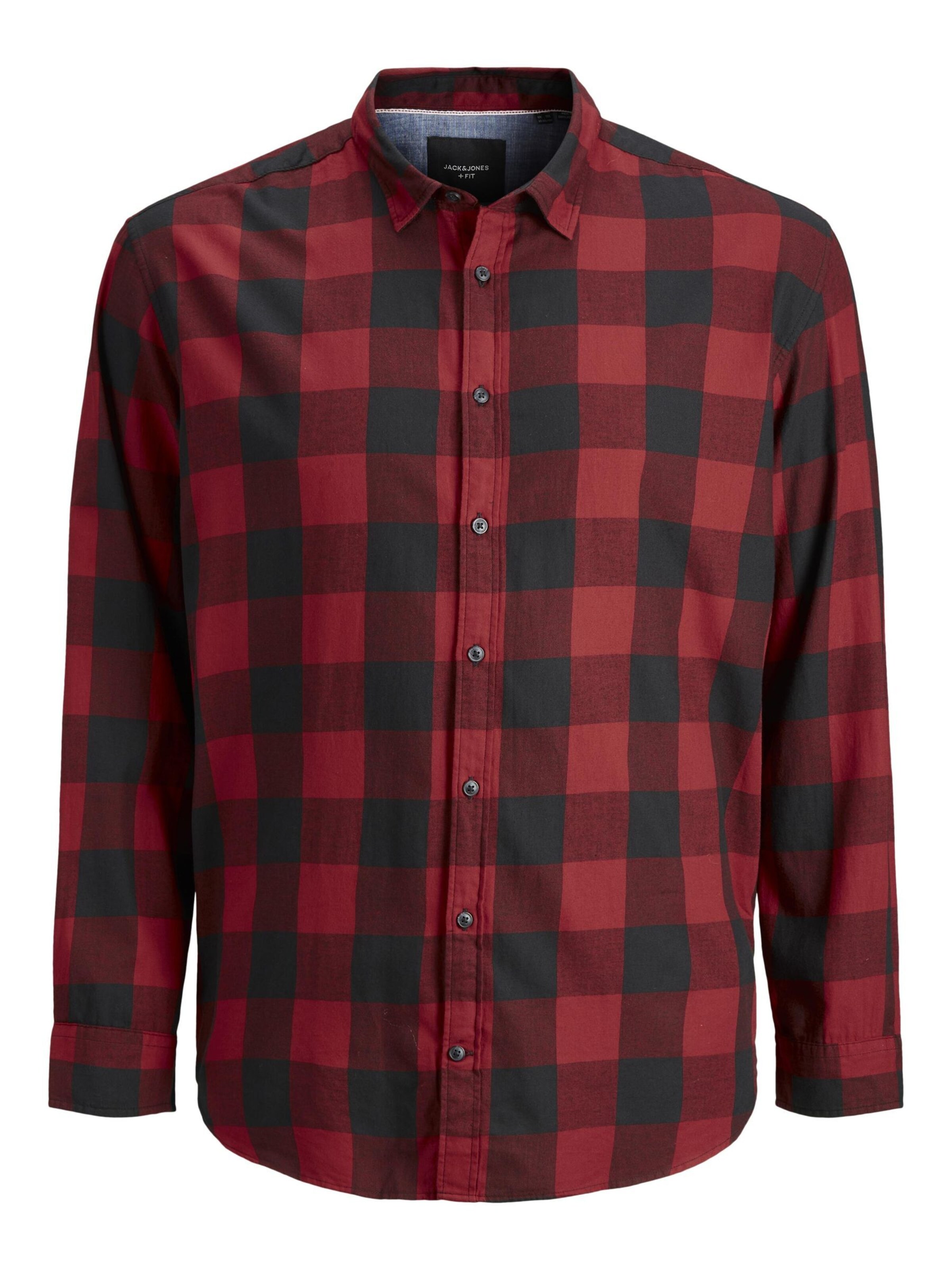 Jack & Jones Plus Comfort Fit Hemd 'JJEGINGHAM' ' in Rot: Vorderseite