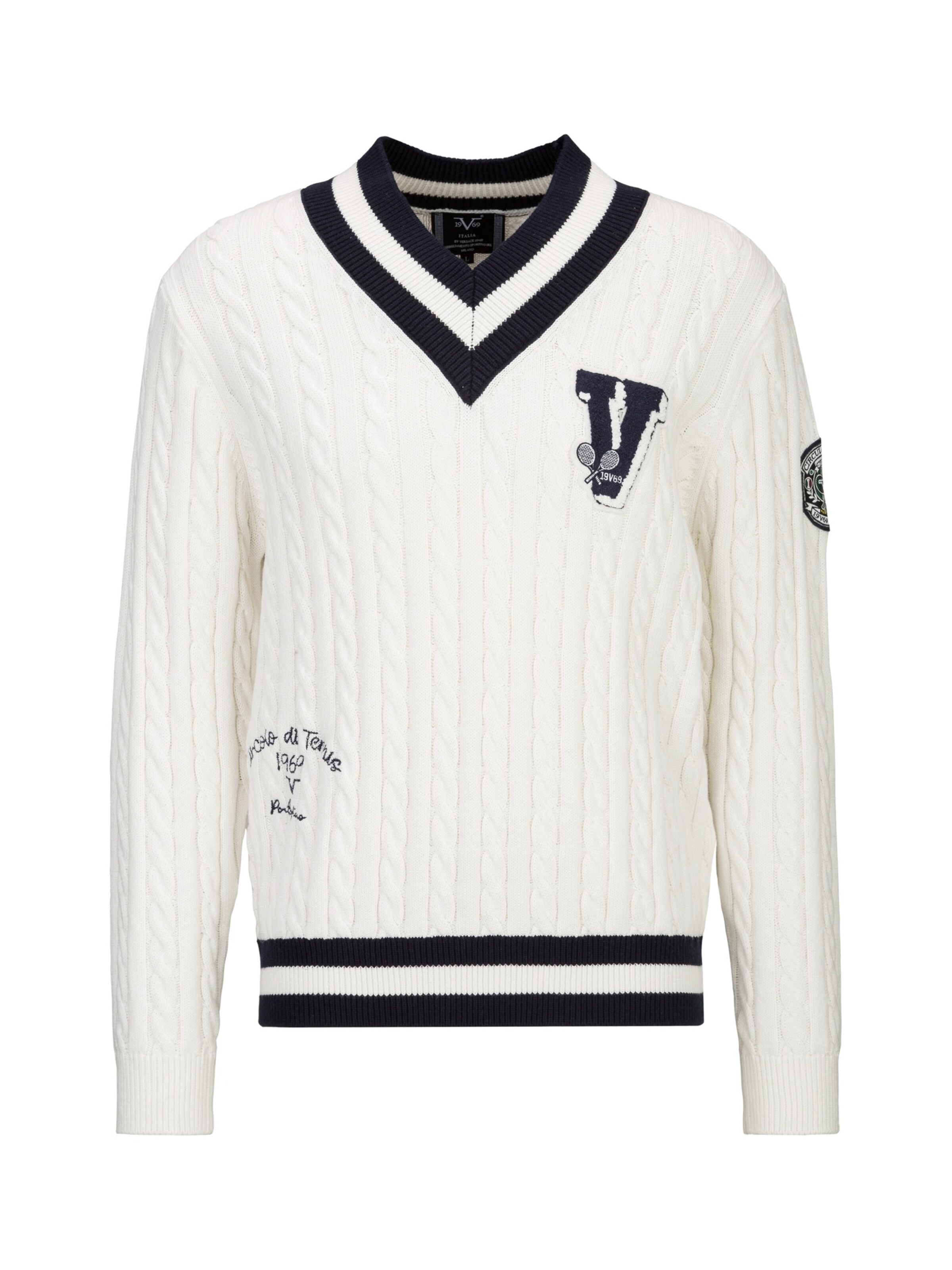 19V69 ITALIA Trui 'Eliano' in de kleur Navy / Offwhite, Productweergave