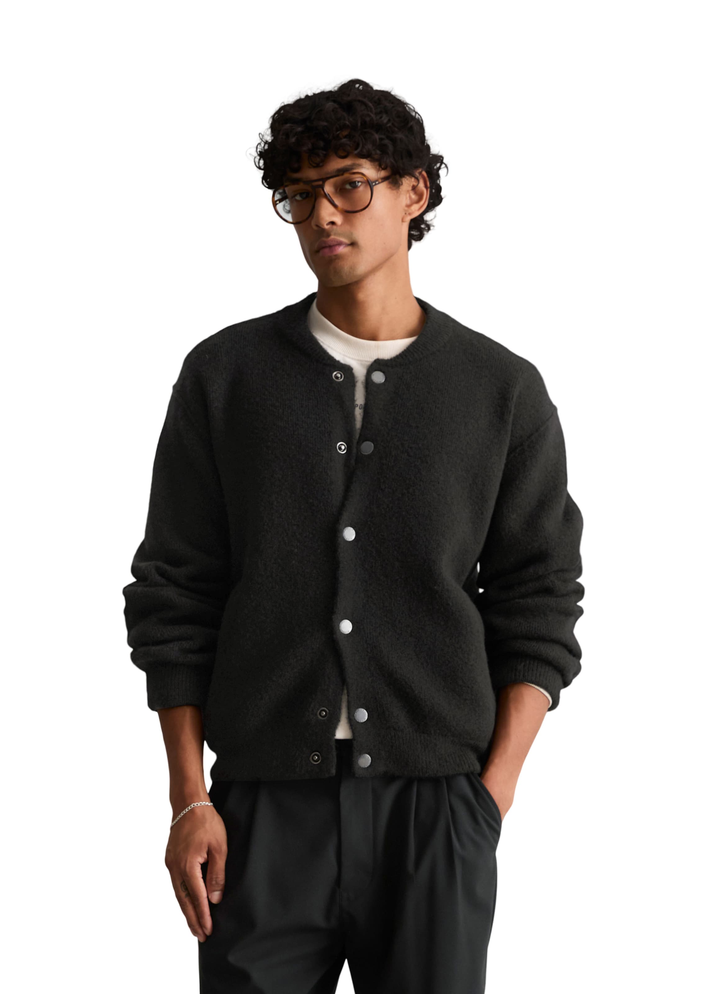 Marc O'Polo DENIM Strickjacke in Schwarz: Vorderseite