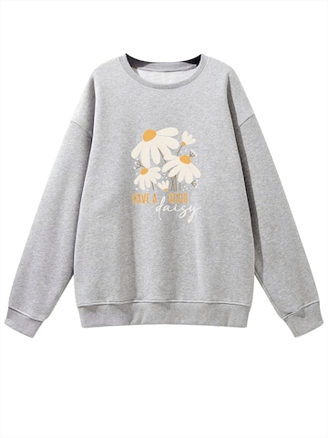 Felpa 'Women's Crew Neck Oversized Sweatshirt with Daisy Print' di GORHEY in grigio