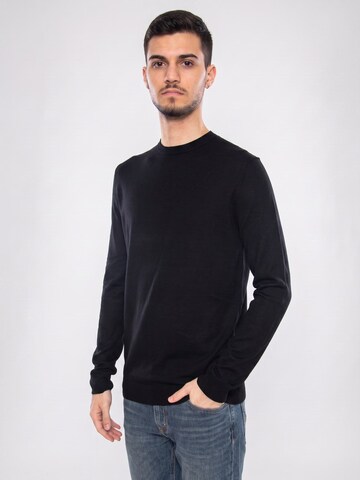 Only & Sons Trui 'Onswyler Life Reg 14 LS Crewknit Noos Black' in Zwart: voorkant