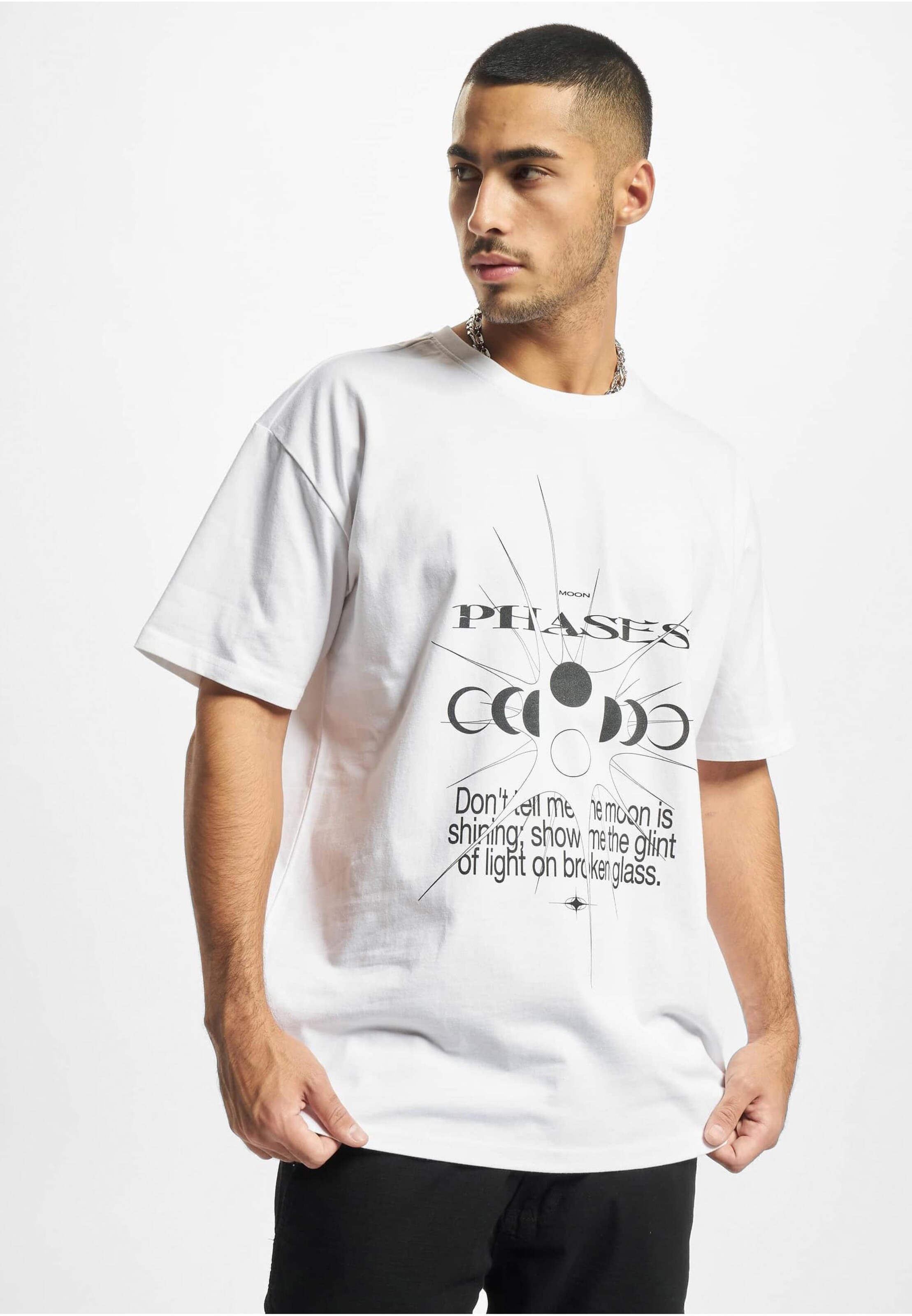 T-Shirt 'Moon Phases' Mister Tee en blanc