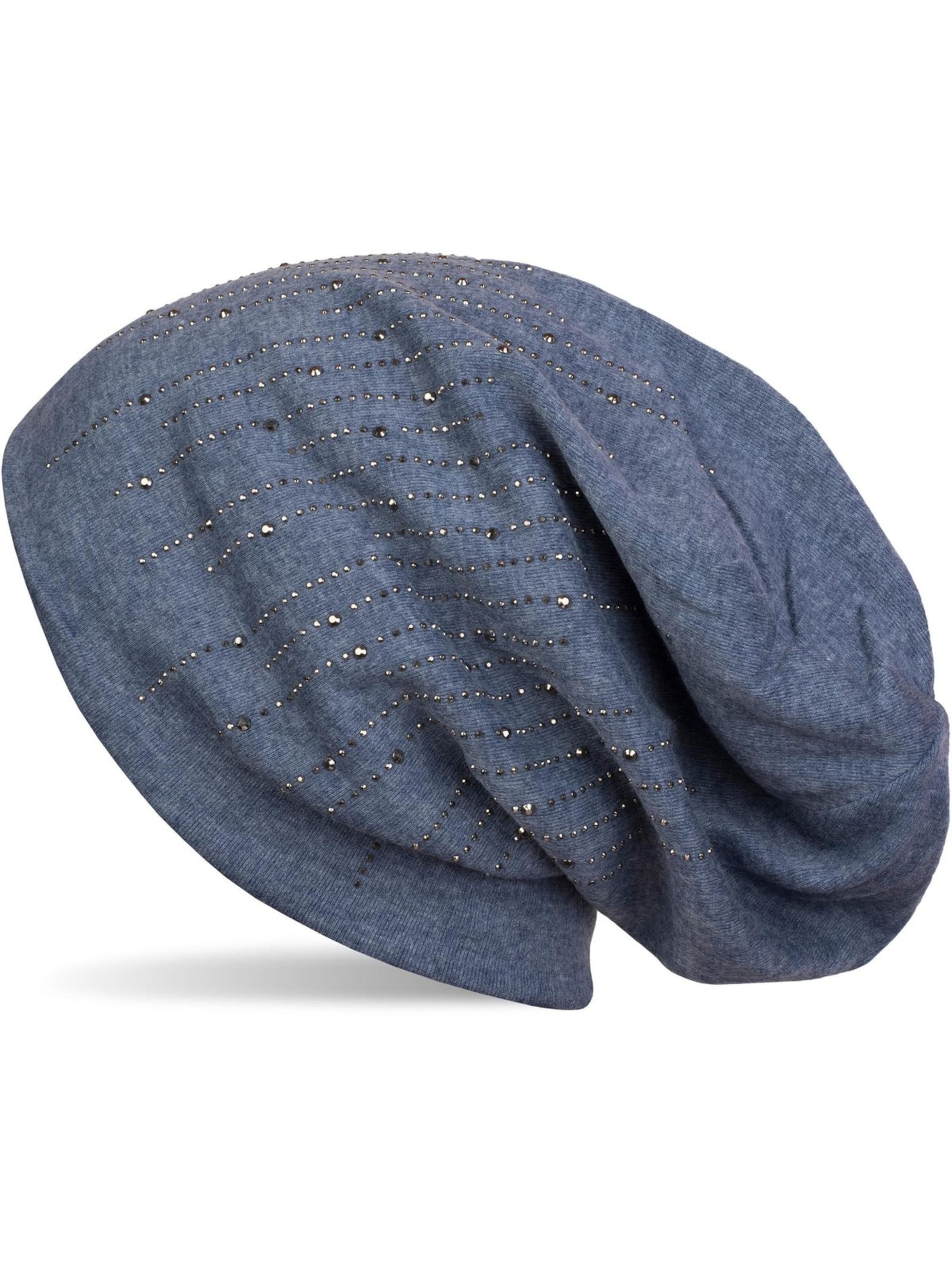 styleBREAKER Mütze 'Beanie mit Strass Streifen'‌‌‌‌ in Blau: Vorderseite
