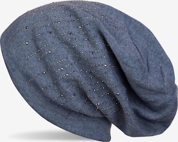 styleBREAKER Mütze 'Beanie mit Strass Streifen' in Blau: Vorderseite