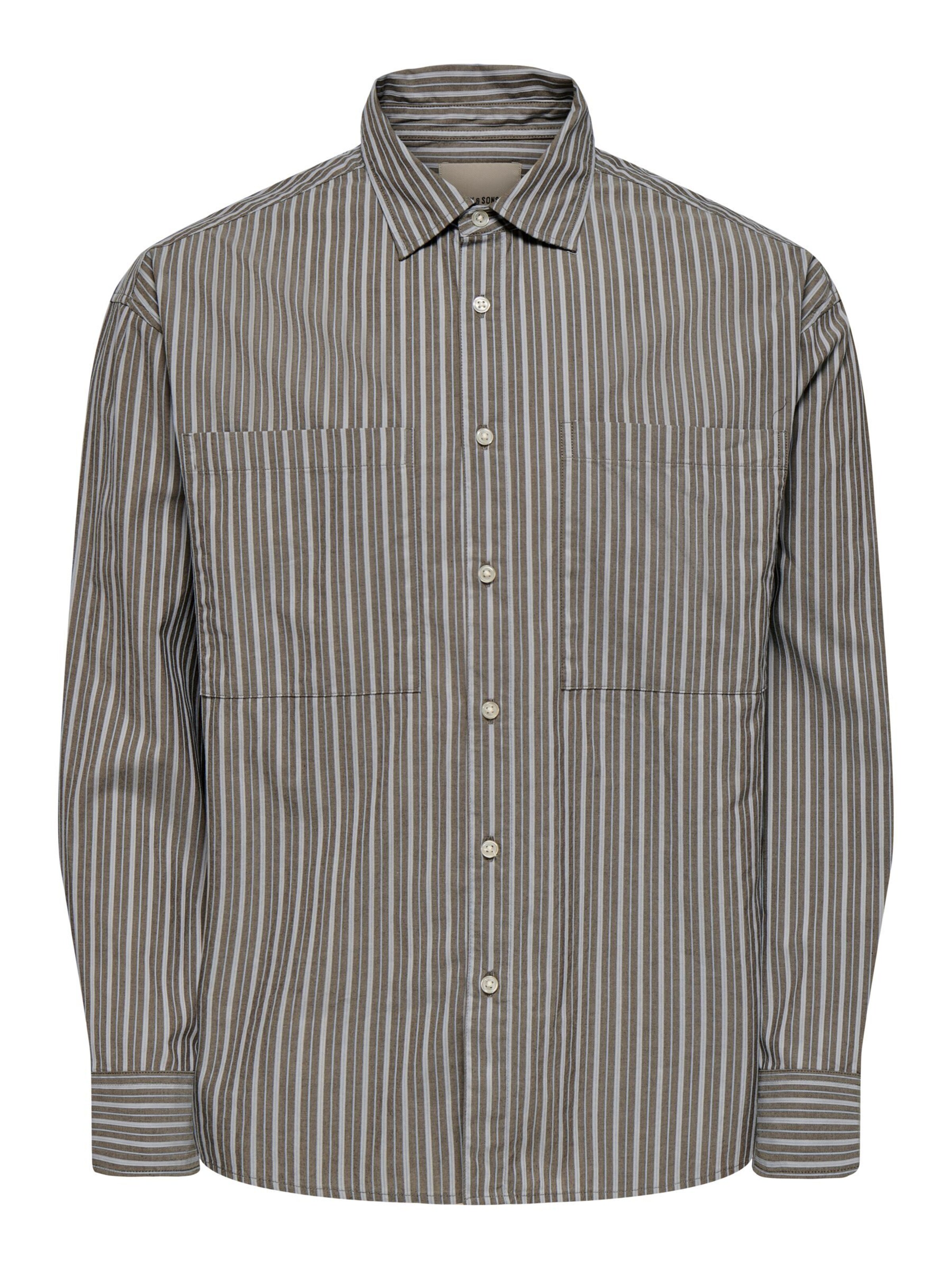 Only & Sons Button Up Shirt 'ONSTHOMPSON' in L in Beige / Brown, Item view