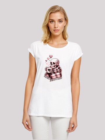T-shirt 'Cozy Winter Skelett' F4NT4STIC en blanc : devant