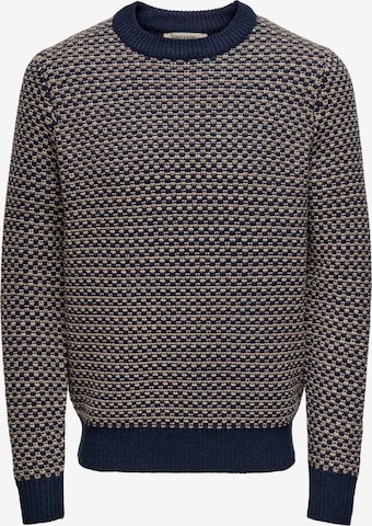 Only & Sons Pulover 'ONSMUSA' | modra barva: sprednja stran
