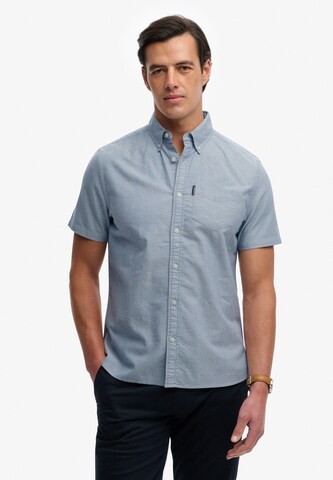 Superdry & Co Regular fit Overhemd 'Essentials Oxford' in Blauw: voorkant