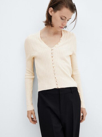 MANGO Gebreid vest 'RIKKI' in Beige: voorkant