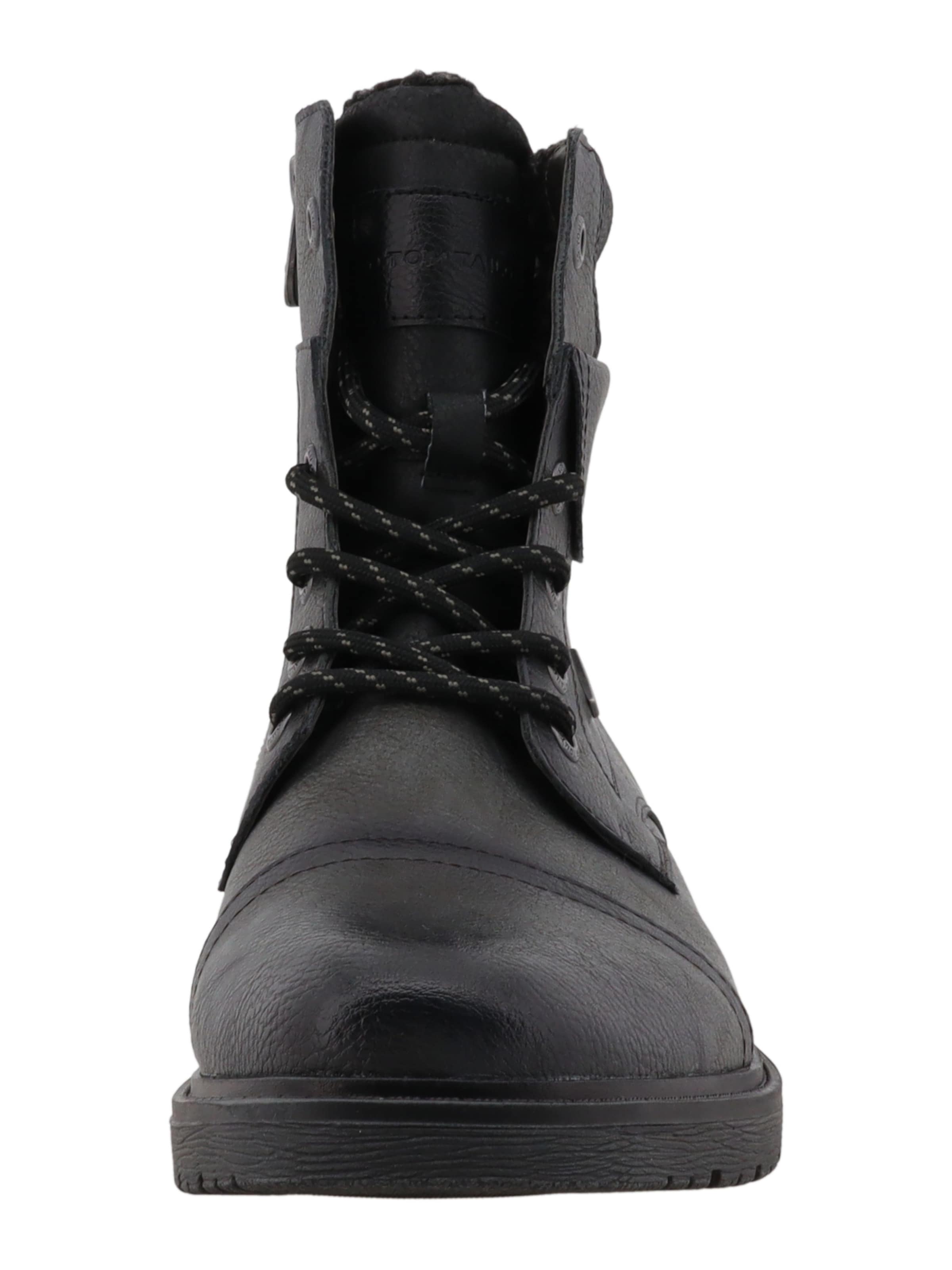 TOM TAILOR Боти с връзки в черно