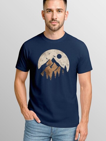 Neverless Shirt 'Mountain Scape' in Blue: front