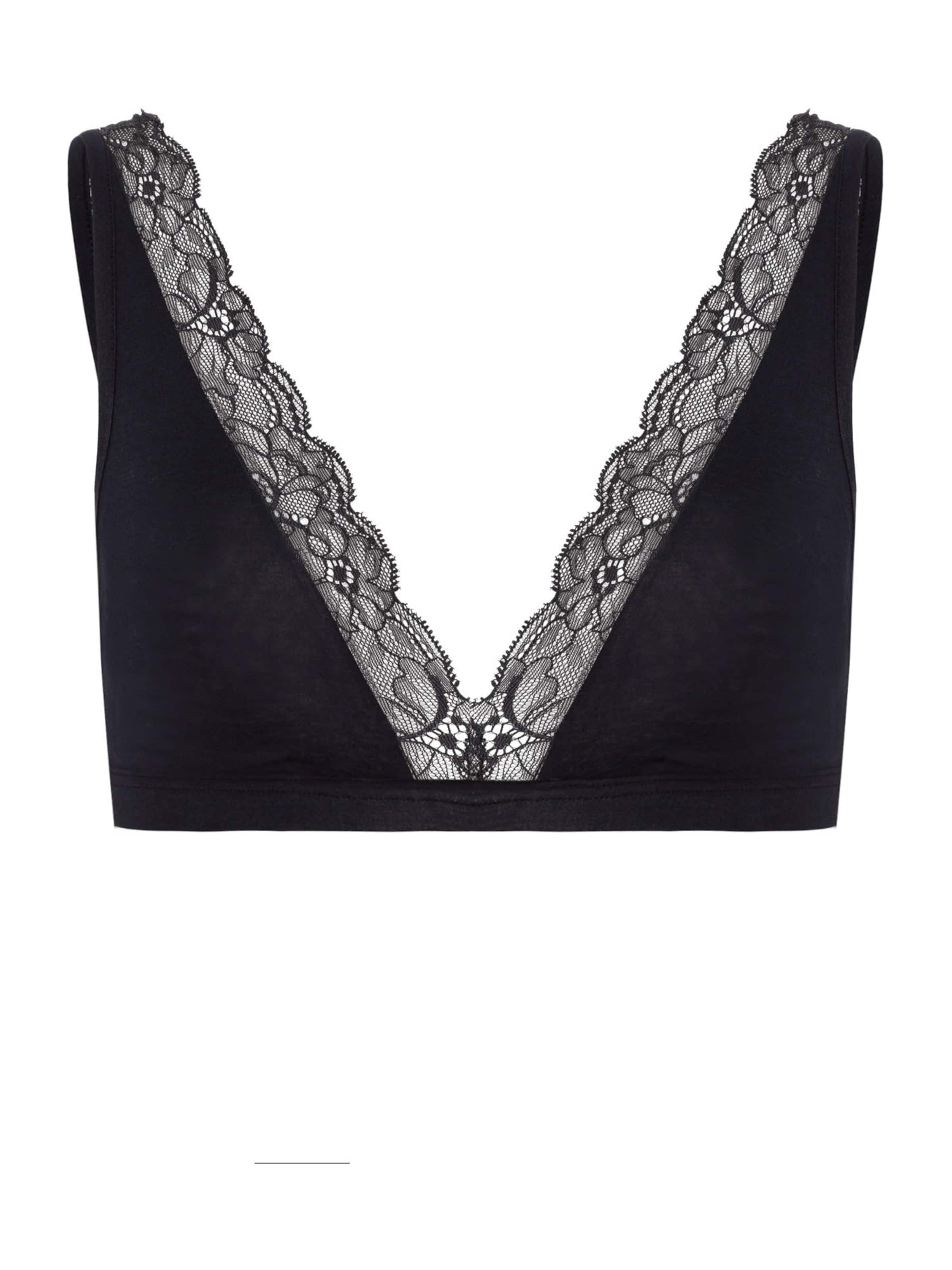 Hanro Triangle Bra ' Cotton Lace ' in Black: front