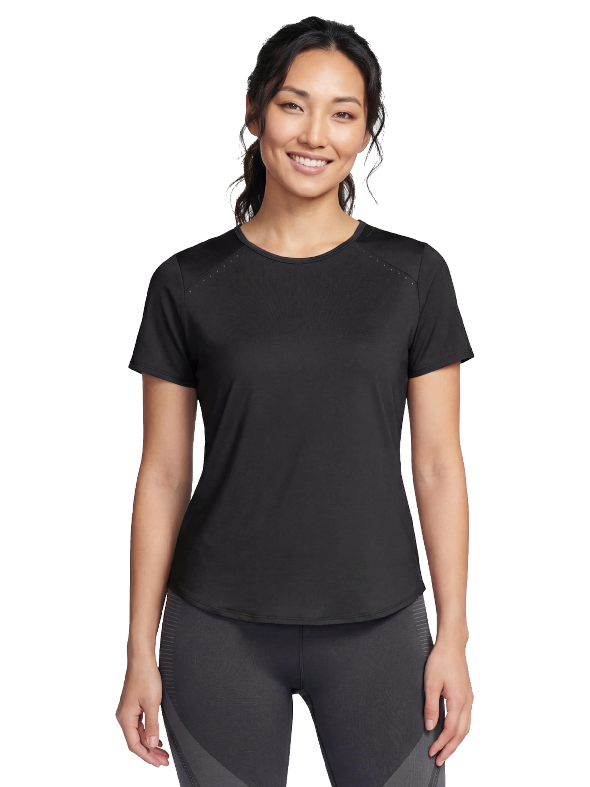 SKECHERS Shirt 'Skechers Stride Performance Tee' in Zwart: voorkant