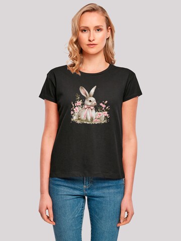 T-shirt 'Niedlicher Osterhase Mit Blumen' F4NT4STIC en noir : devant
