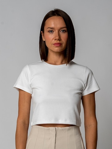 GORG Shirt 'Geripptes Cropped T-Shirt' in White