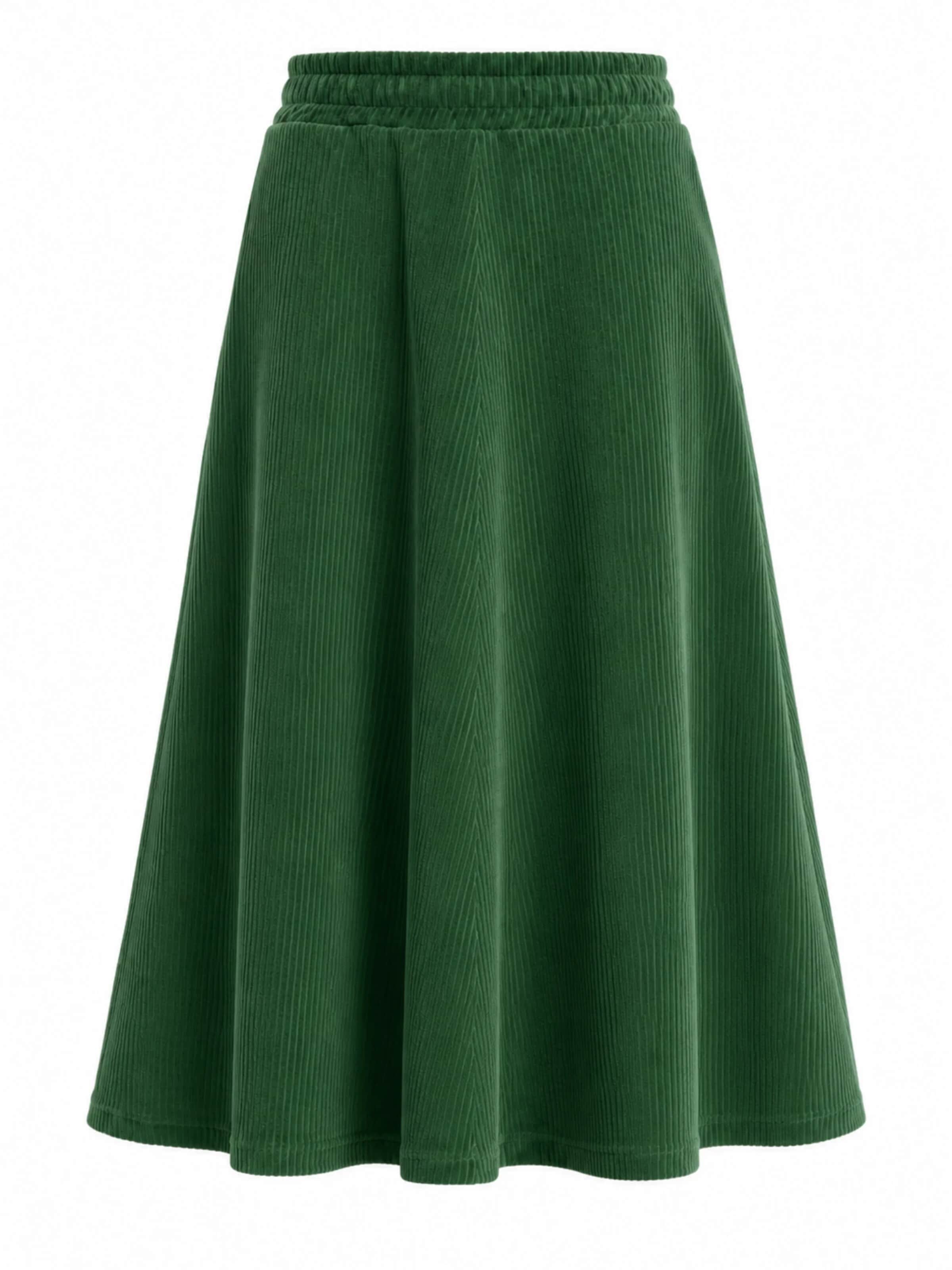 Leela COTTON Skirt 'Damen Bio-Baumwoll Cord Rock' in Green: front