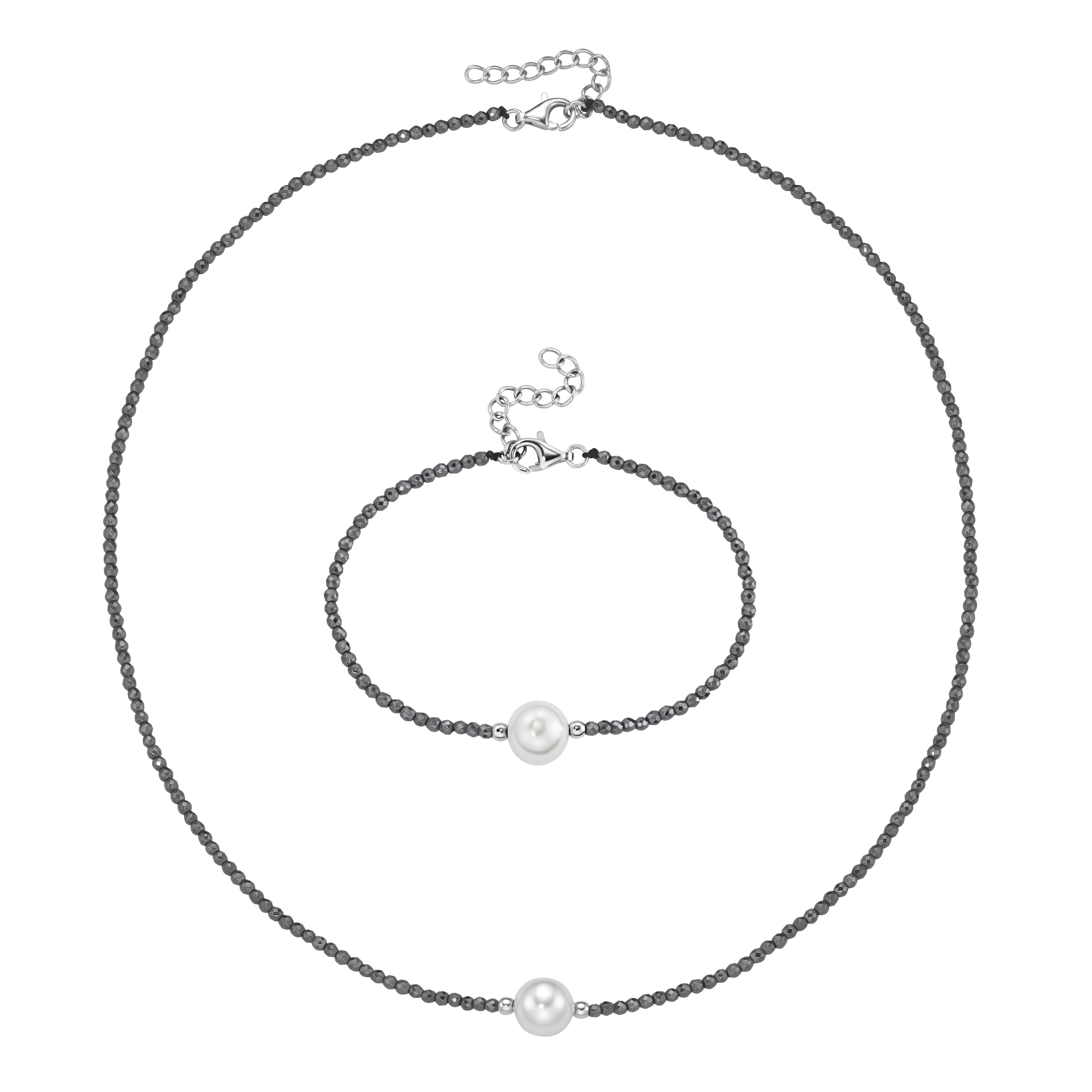 FIRETTI Jewelry Set in Silver: front