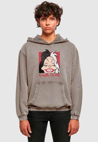 ABSOLUTE CULT Sweatshirt '101 Dalmations - Cruella De Vil Head' in Grau: Vorderseite