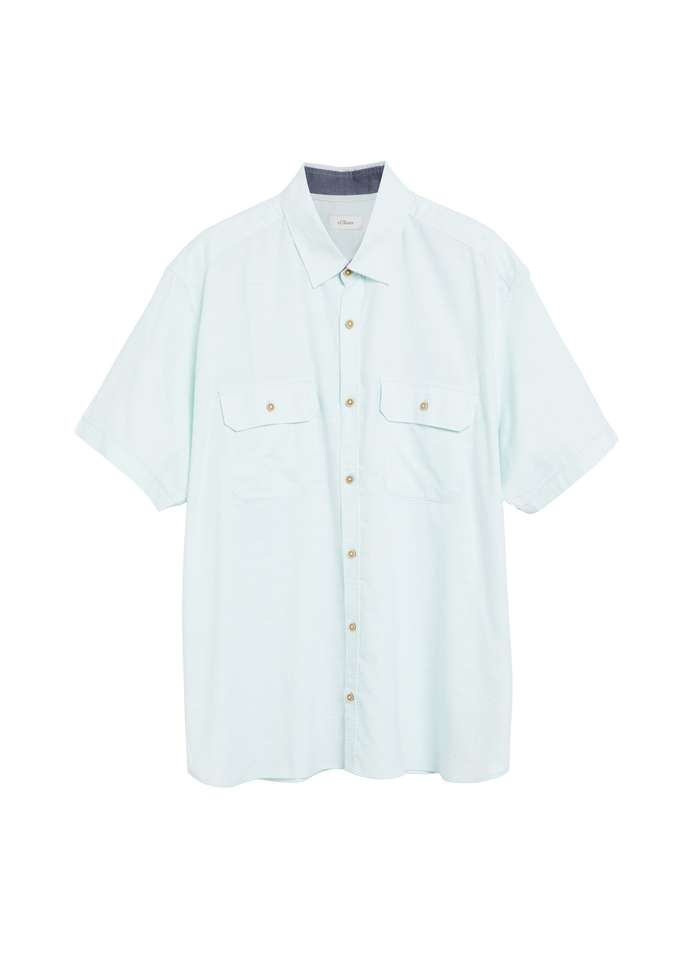 s.Oliver Men Big Sizes Button Up Shirt in Blue: front