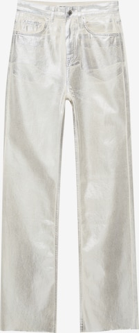 Pull&Bear Lużny krój Spodnie w kolorze srebrny: przód