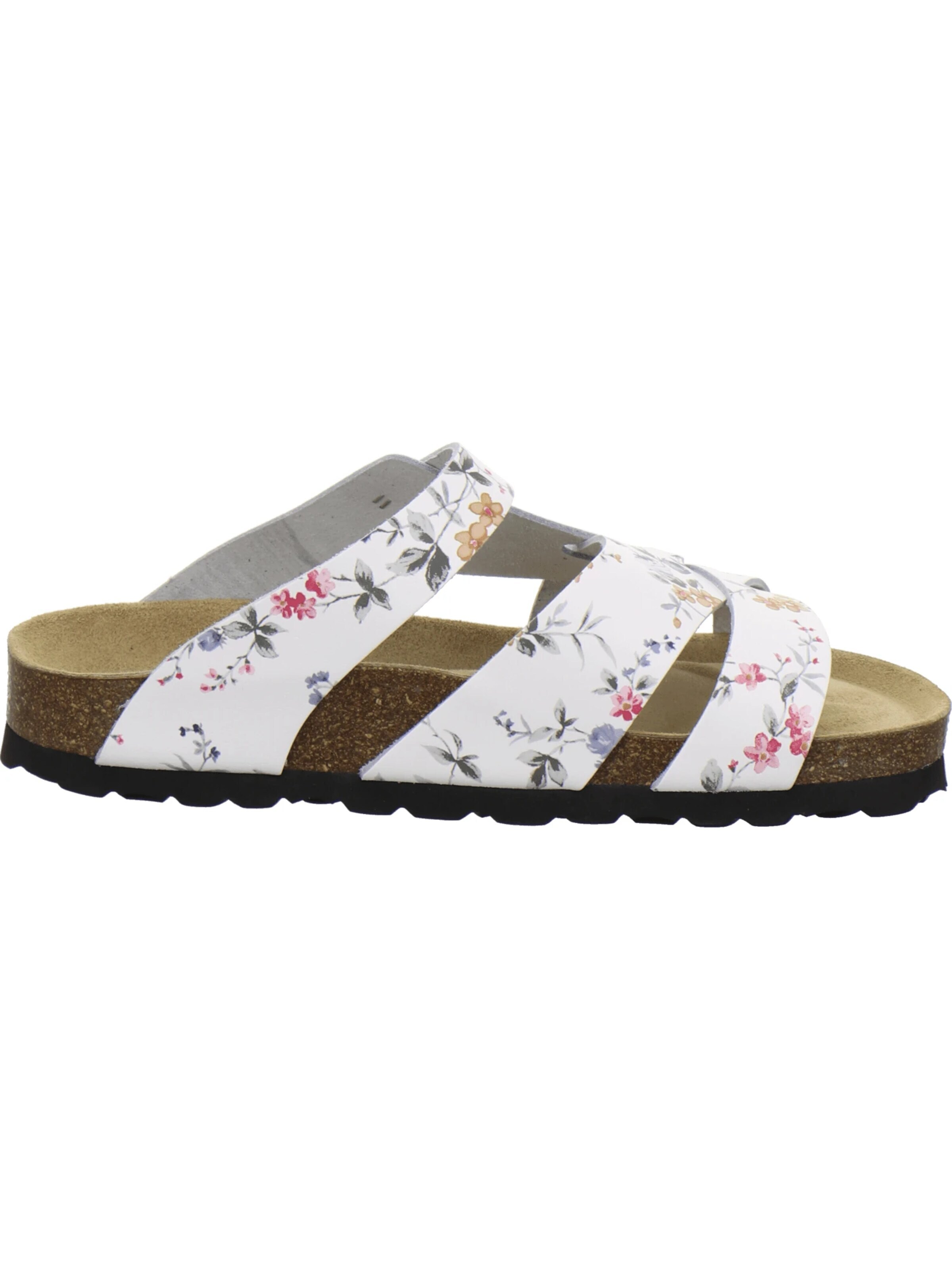 AFS-Schuhe - Zapatos abiertos 'Pantoletten Damen Kralle weiß flower' en blanco
