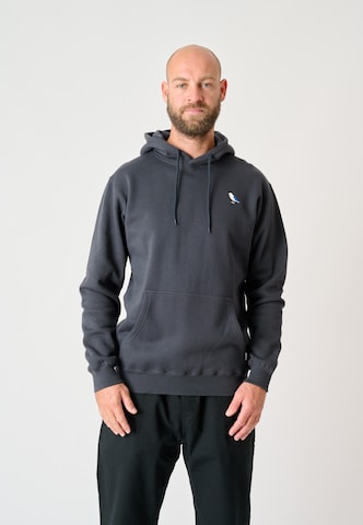 Cleptomanicx Sweatshirt 'Hooded Embro Gull 2' in Grey: front